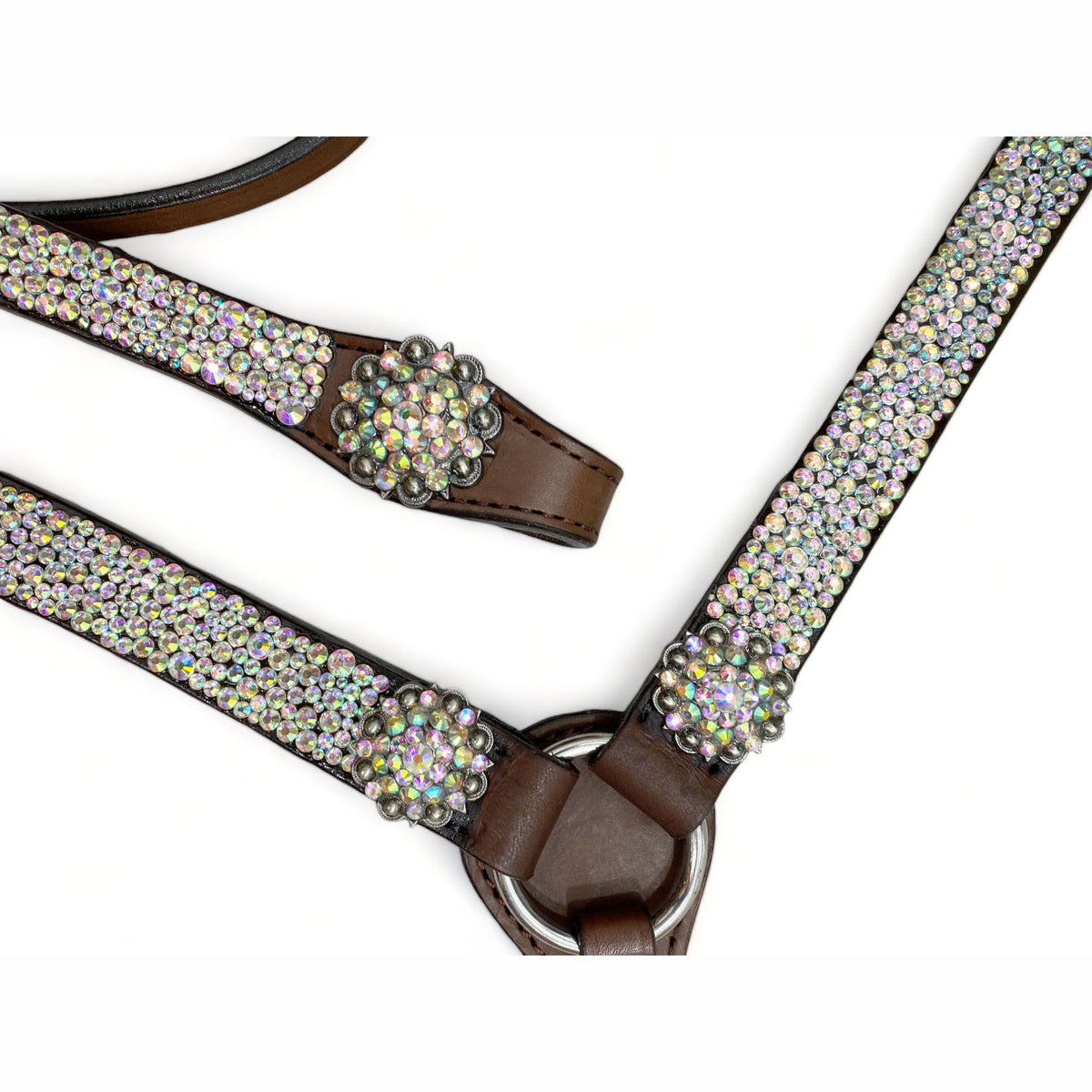 Western Silver Rhinestone Headstall and Breast Collar Set for Horse