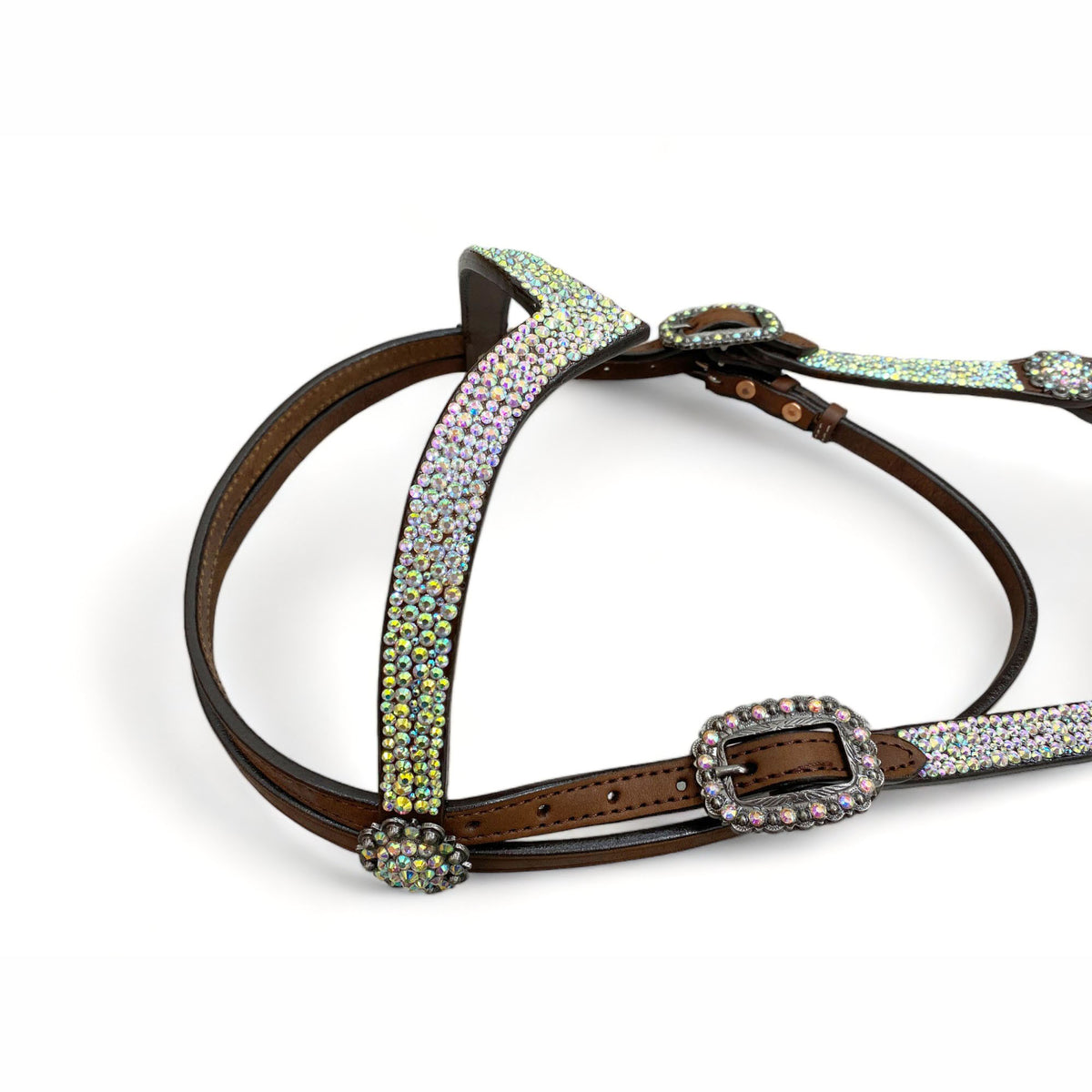 Western Silver Rhinestone Headstall and Breast Collar Set for Horse