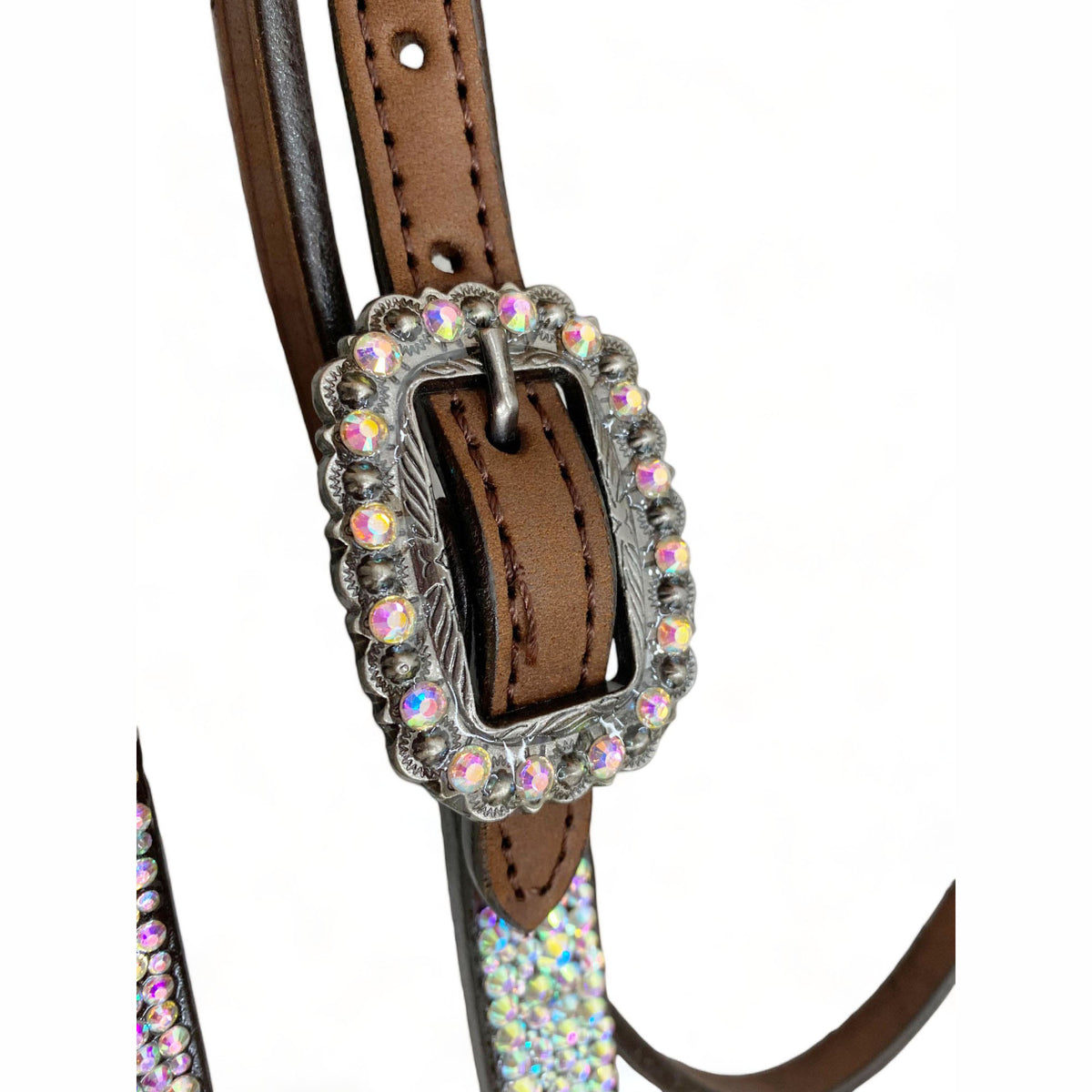 Western Silver Rhinestone Headstall and Breast Collar Set for Horse