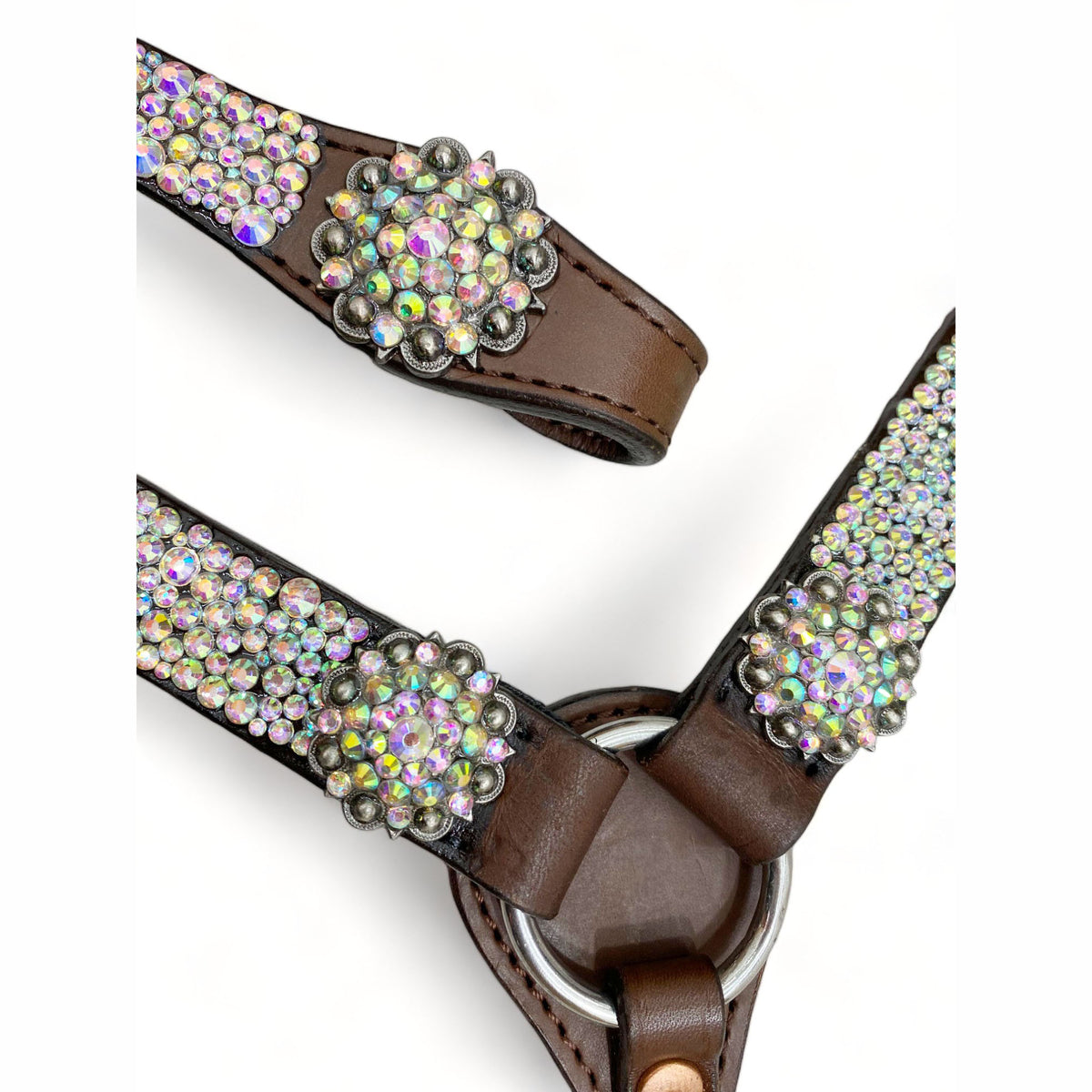 Western Silver Rhinestone Headstall and Breast Collar Set for Horse