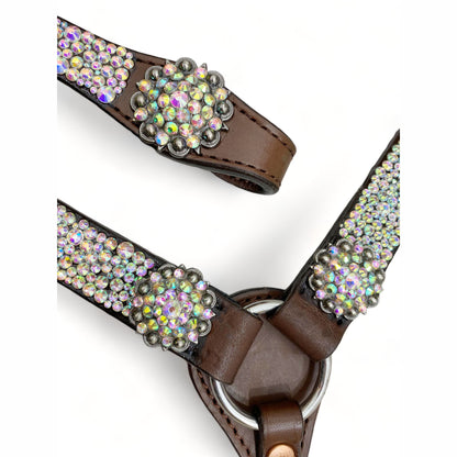 Western Silver Rhinestone Headstall and Breast Collar Set for Horse