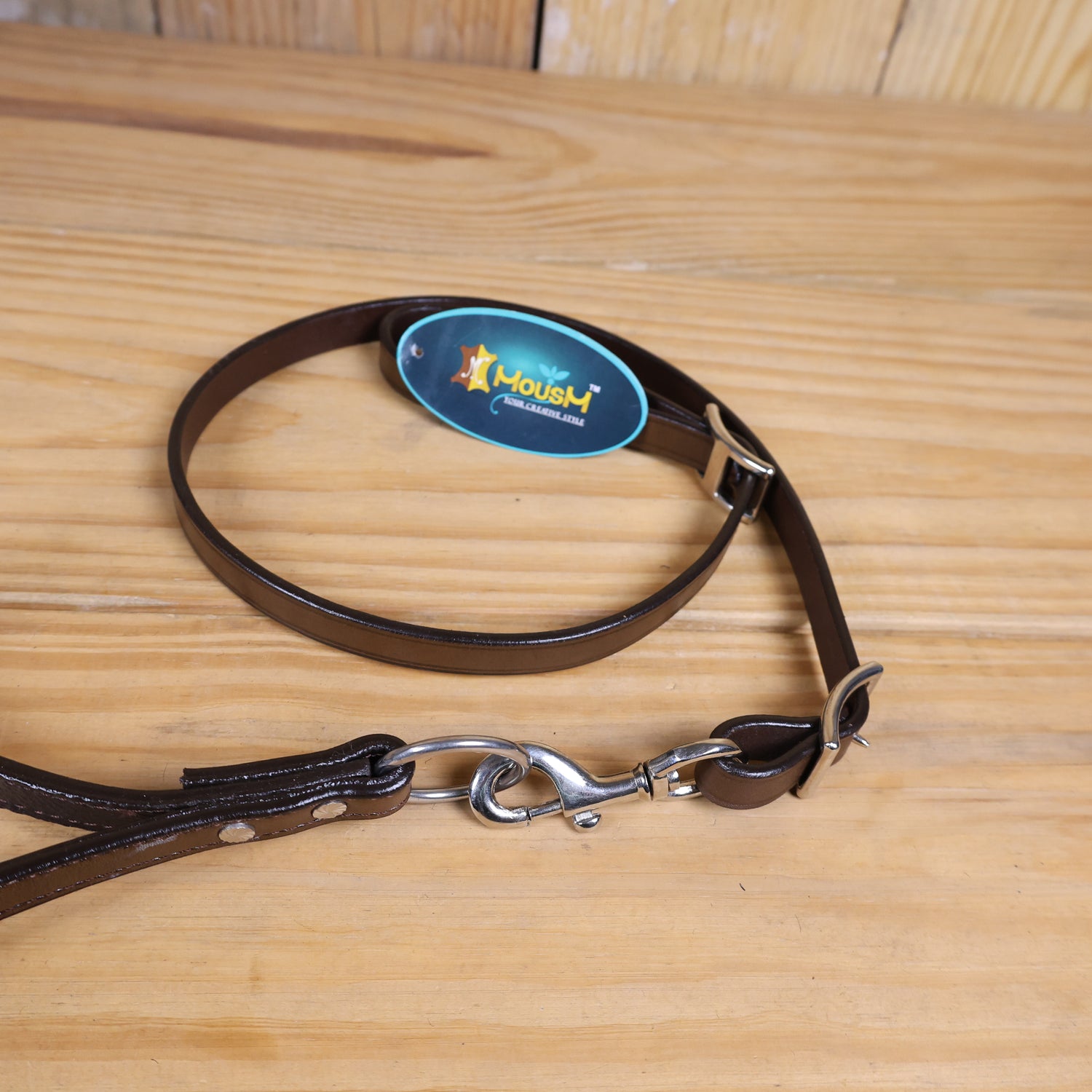 MOUSM Genuine Cow Hide Leather Tie Down Noseband with Leather Strap for Horse - Decorated with Turquoise Metallic Acid Wash Natural Hair On Cowhide and Alligator Turquoise Stone, 1 Meter Strap Length and 6/8&quot; Inches width