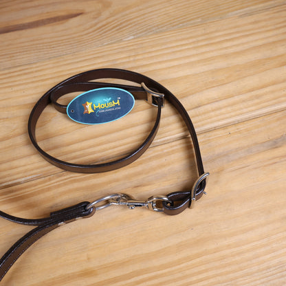 MOUSM Genuine Cow Hide Leather Tie Down Noseband with Leather Strap for Horse - Decorated with Purple Metallic Acid Wash Natural Hair On Cowhide and Rhinestone Conchos, 1 Meter Strap Length and 6/8&quot; Inches width