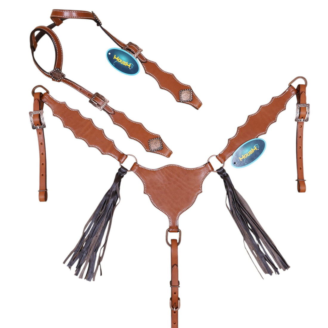 Plain tan leather Headstall Set