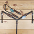 western leather headstall and breast collar set with hand-carved basket tooling and silver studs