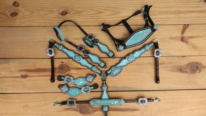 Turquoise-Silver Metallic Acid Wash