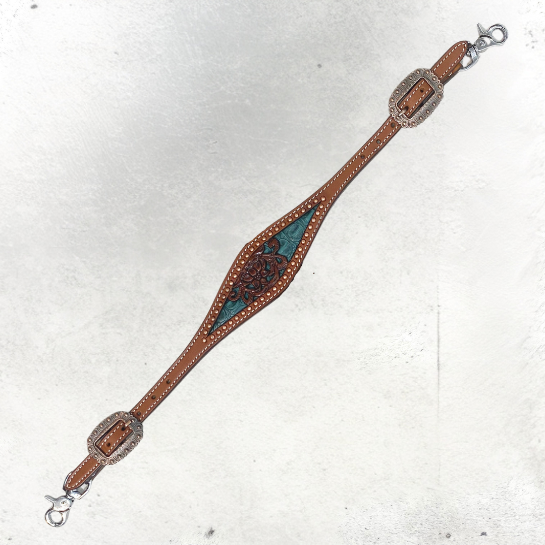 MOUSM Argentina Cow Leather Western Horse Tack Collection – Western Bridles and Headstalls Decorated with Copper Studs, Conchos, Flower Filigree Carving &amp; Alligator Inlay