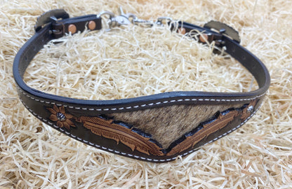 MOUSM Argentina Cow Leather Western Horse Tack Set with Floral Tooling – Headstall, Breast Collar, Bronc Halter, Wither Strap &amp; Spur Straps – Handcrafted Cowhide with Feather Carving &amp; Silver Buckles