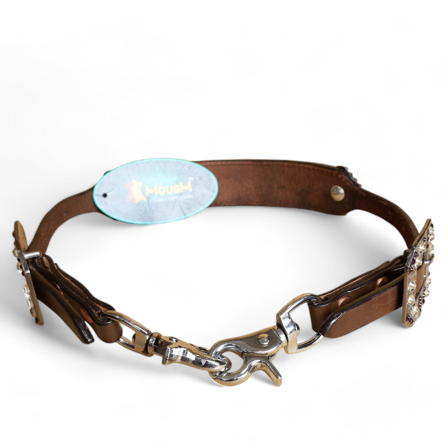 MOUSM Western Wither Strap - Stylish Horse Tack Accessory Decorated with Purple Metallic Acid Wash Cowhide, Surrounded by Silver Studs, Shining Rhinestone Conchos