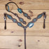 mousm turquoise alligator inlay western headstall and breast collar set with cross patch design and square berry conchos