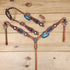 brown and black alligator western headstall and breast collar set chestnut leather with turquoise flower conchos 