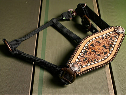 MOUSM Western Horse Tack Collection – Western Bridles and Headstalls Decorated with Hand-Tooled Flower Carving with Nickel Studs, Conchos &amp; Rawhide Braiding