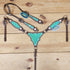 mousm western headstall and breast collar set in turquoise and green holographic alligator print