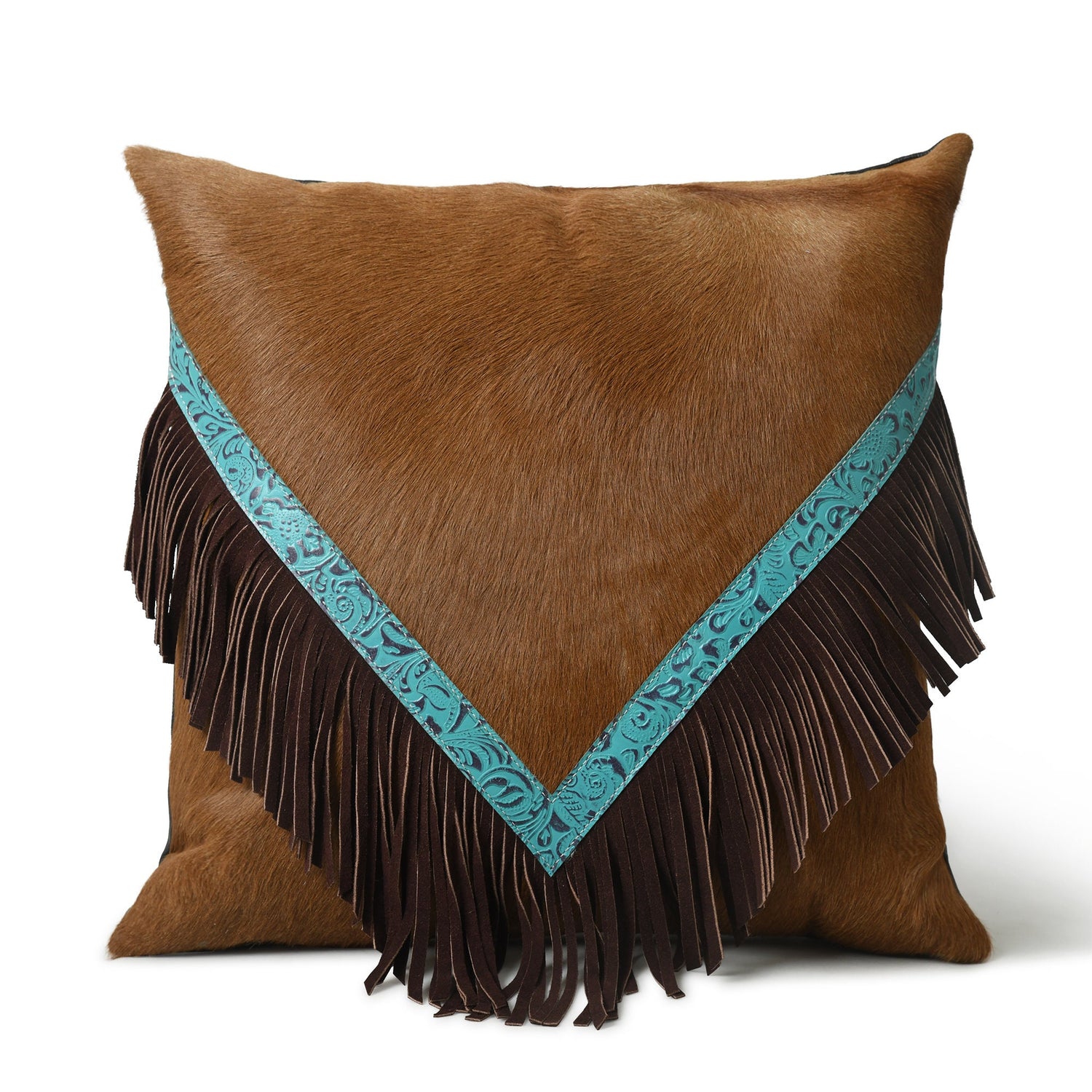MOUSM Solid Brown Cowhide Leather Pillow Cover, Sofa Cushion Case, Throw Covers for Living Room Decorative for Couch, Square cushion cover &quot;
