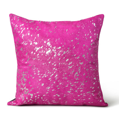 Mousm Leather Pillow Cover, Cowhide with metallic spot Decorative Cushion Cover, Couch Cushion Case, Designer Handcrafted Cushion Throw &quot;