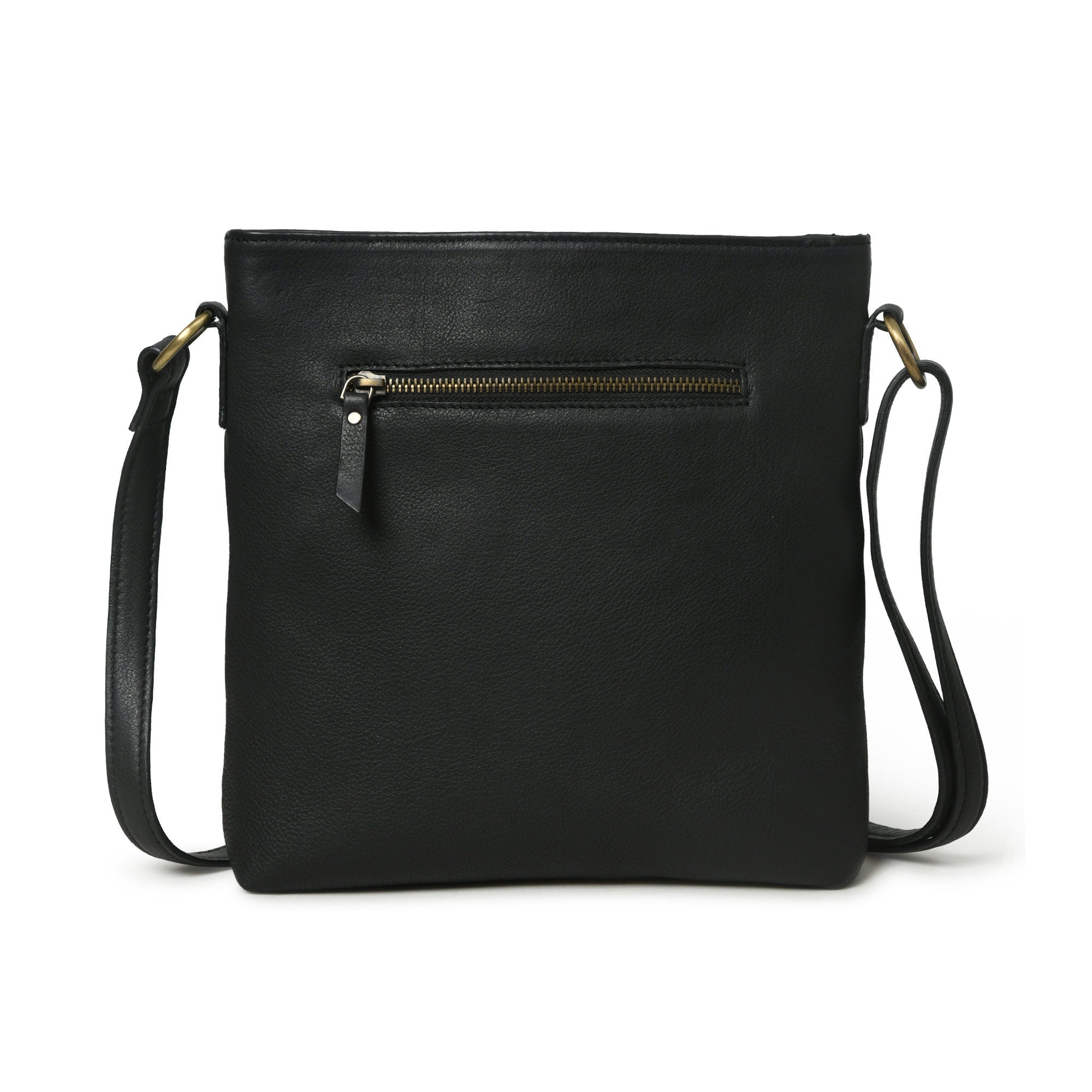 MOUSM Genuine Leather Ladies Shoulder Bag - Decorated with Large Inverted Triangle Hair-On Cow Hide Patch Leather Bags with Long Black Leather Fringe, High-Quality Zipper Closure with Adjustable Strap