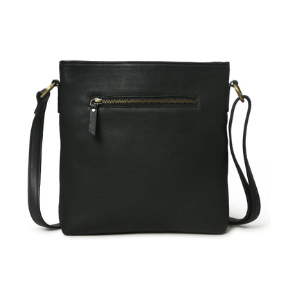 MOUSM Genuine Leather Ladies Shoulder Bag - Decorated with Large Inverted Triangle Hair-On Cow Hide Patch Leather Bags with Long Black Leather Fringe, High-Quality Zipper Closure with Adjustable Strap