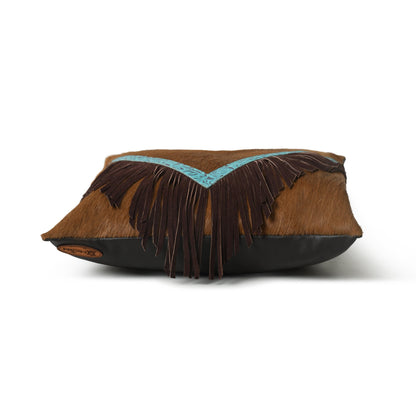 MOUSM Solid Brown Cowhide Leather Pillow Cover, Sofa Cushion Case, Throw Covers for Living Room Decorative for Couch, Square cushion cover &quot;