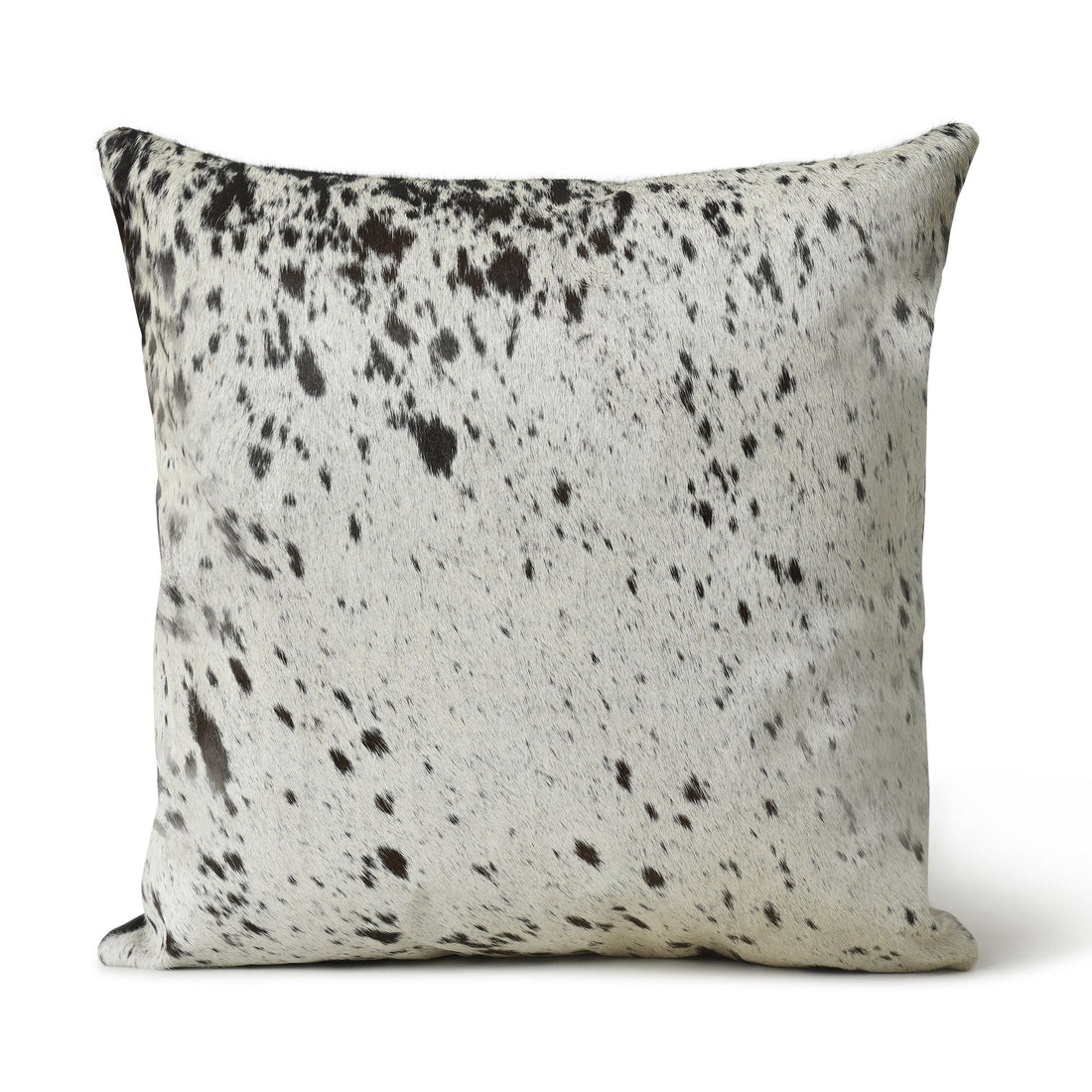 MOUSM Real Cowhide Leather Cushion Cover – 18x18 Inch Hair-On Decorative Pillow Cover with White with Black Spots – Designer Throw Pillow Case for Sofa, Couch, Living Room &amp; Bedroom