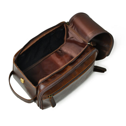 MOUSM Groomsmen Gift, Groomsmen Proposal, Personalized Mens Leather Toiletry Bag Groomsman Gift, Solid Brown Leather Dopp Kit,Groom Gift Bag