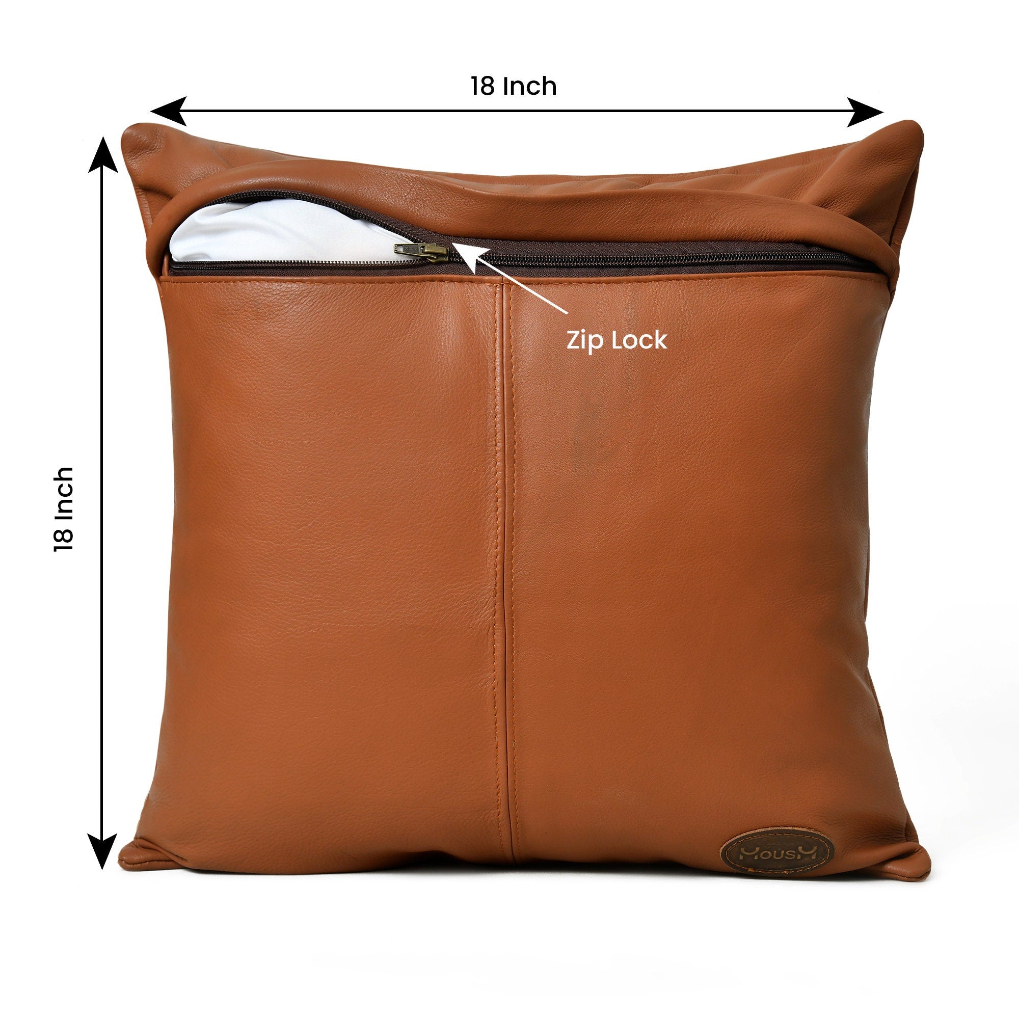 MOUSM Leather Pillow Cover 18 x 18, Leather Cushion Cover, Solid Cushion Cover, Brown Pillow Case, Home Decor, Decorative Cushion Throw