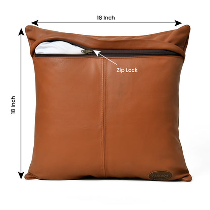 MOUSM Leather Pillow Cover 18 x 18, Leather Cushion Cover, Solid Cushion Cover, Brown Pillow Case, Home Decor, Decorative Cushion Throw