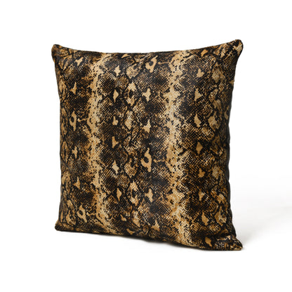 Mousm Genuine Leather Cushion Cover, Python Snake Print Hair On Leather, Square Pillow Cover, Sofa Cushion Cover, Decorative Cushion Cover.