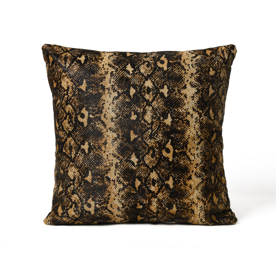 MOUSM Real Cowhide Leather Cushion Cover – 18x18 Inch Pillow Cover with Python Snake Print &amp; Black Spots – Designer Square Pillow Cover for Sofa, Couch, Living Room &amp; Bedroom