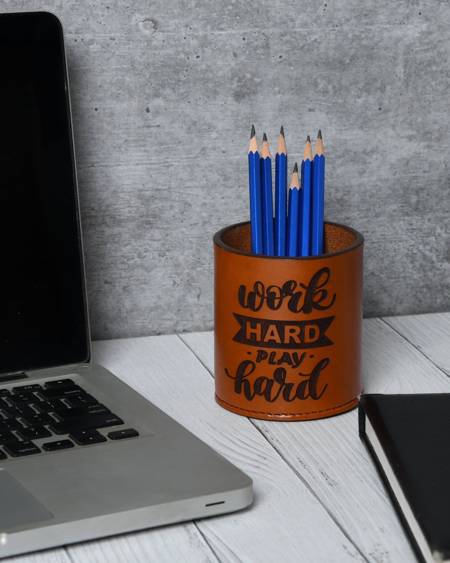 MOUSM Leather Pen Holder Cup/Pot - Stationary - Desk Organizer - Employee Gift - Bathroom Organizer - Leather Pencil Pot