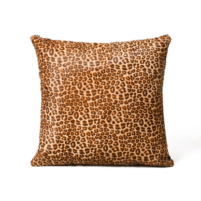 MOUSM Leather Cushion Cover, Leopard Print HairOn Cow HIde Leather Cushion Case,Decorative Cushion Pillow Cover Sofa Throw Housewarming Gift