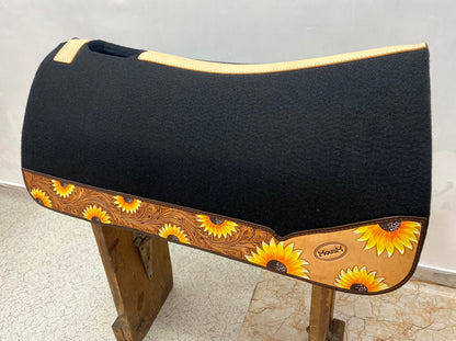 Leather Saddle Pad - Western Saddle Pad for Horse -Horse Tack - Horse Riding Pad For Western Show - Sunflower Saddle Pad MOUSM