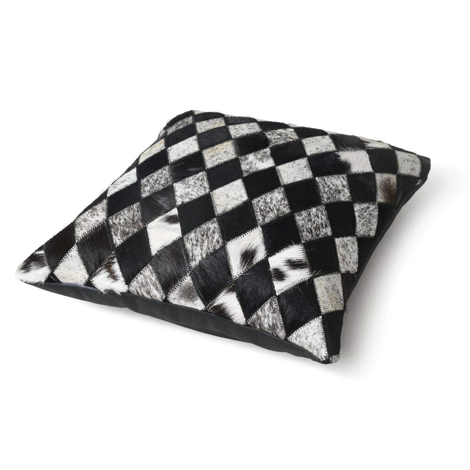 MOUSM Cowhide Pillow Cover, Hair on Leather Cushion Cover Case, Decorative Pillow For Couch Sofa Throw, Black Criss Cross Cushion Cover
