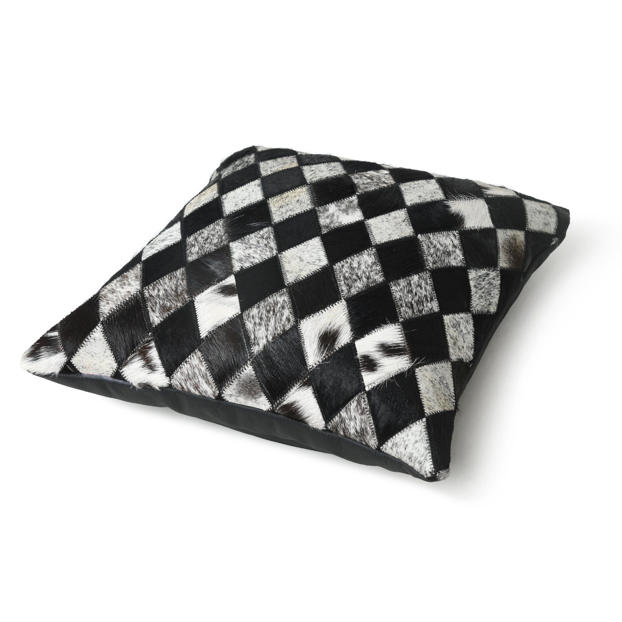MOUSM Cowhide Pillow Cover, Hair on Leather Cushion Cover Case, Decorative Pillow For Couch Sofa Throw, Black Criss Cross Cushion Cover