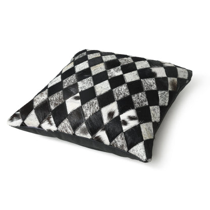 MOUSM Cowhide Pillow Cover, Hair on Leather Cushion Cover Case, Decorative Pillow For Couch Sofa Throw, Black Criss Cross Cushion Cover