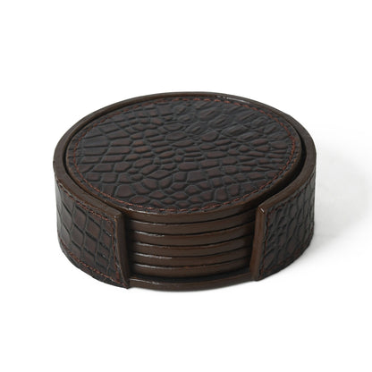 Mousm 6 Leather Coasters with Holder Set, Whiskey Coasters &quot;