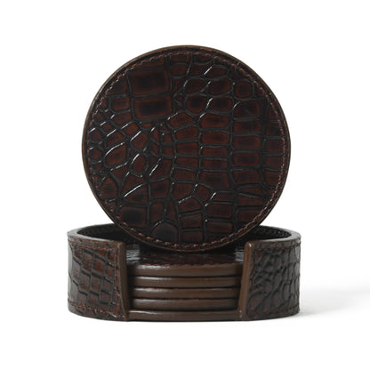 Mousm 6 Leather Coasters with Holder Set, Whiskey Coasters &quot;