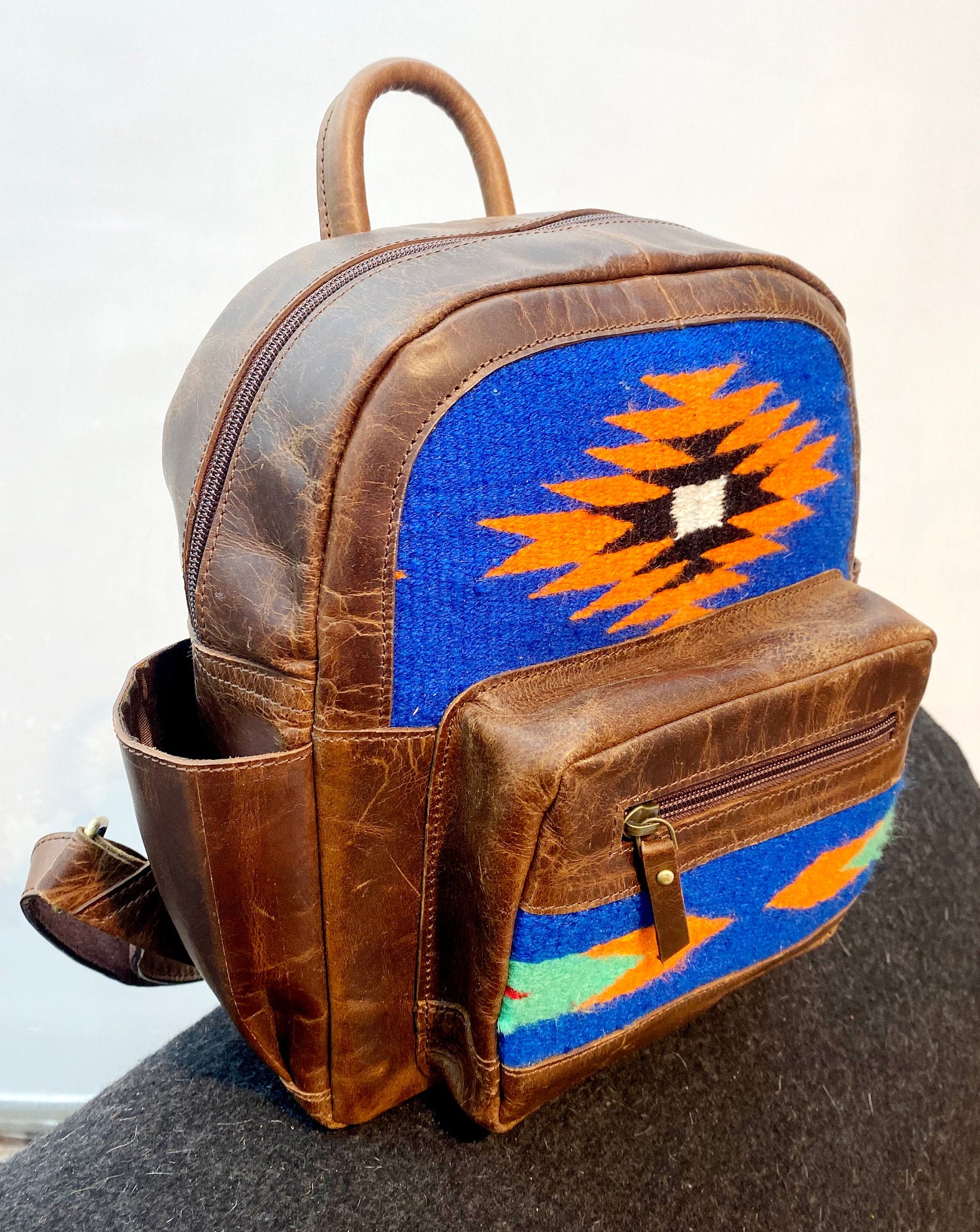 MOUSM Genuine Leather Bags, Solid Brown Backpacks, College Bags, Travel Backpack, Boho Bag Hippie Backpack Leather Shoulder Bag