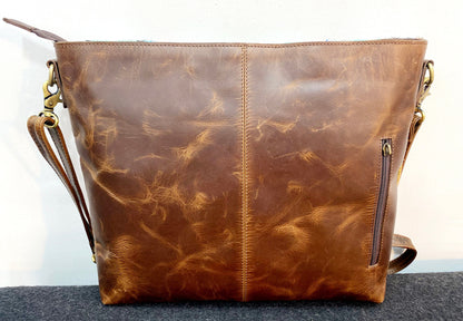 MOUSM Western Saddle Blanket Shoulder Bags for Woman , Real Leather Shoulder Bag, Leather Tote Bags for Her Leather Purse