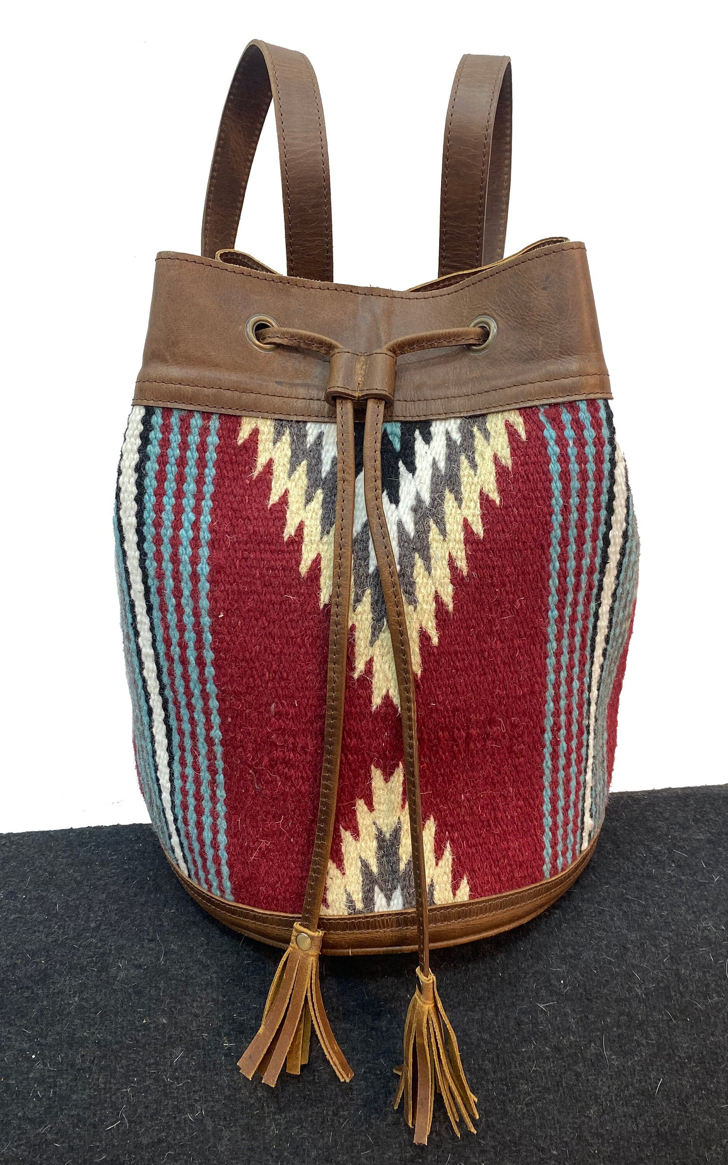 MOUSM Leather Backpack, Bucket style backpack for Woman, Shoulder Bags for Her Western Saddle Blanket Bag