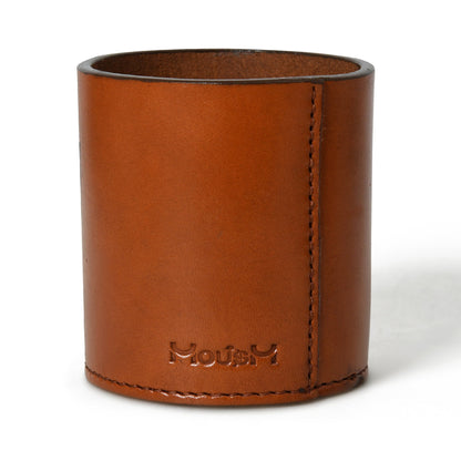 Leather Desk Organizer - Round Pen Cup MOUSM