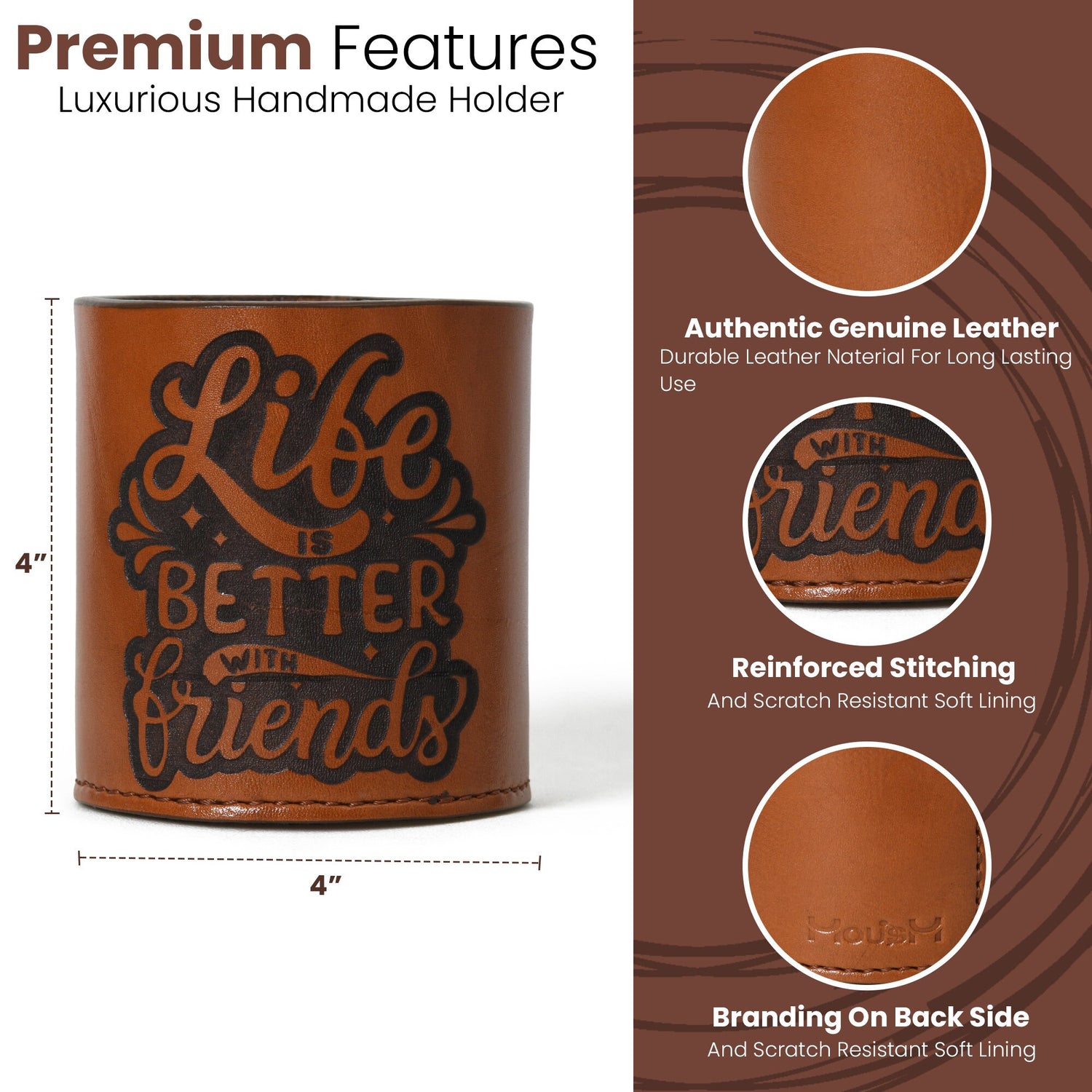 Genuine Leather Pen Holder - Friends Gift - Pen Holder - Desk Organizer - Farewell Gift - Best Friend Gift - Pen Pot - Pencil Cup