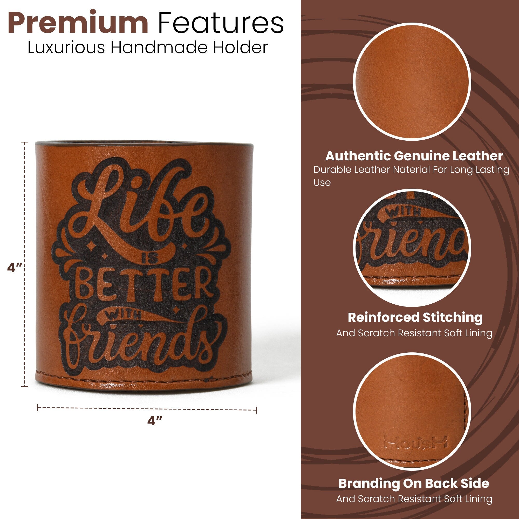 Genuine Leather Pen Holder - Friends Gift - Pen Holder - Desk Organizer - Farewell Gift - Best Friend Gift - Pen Pot - Pencil Cup