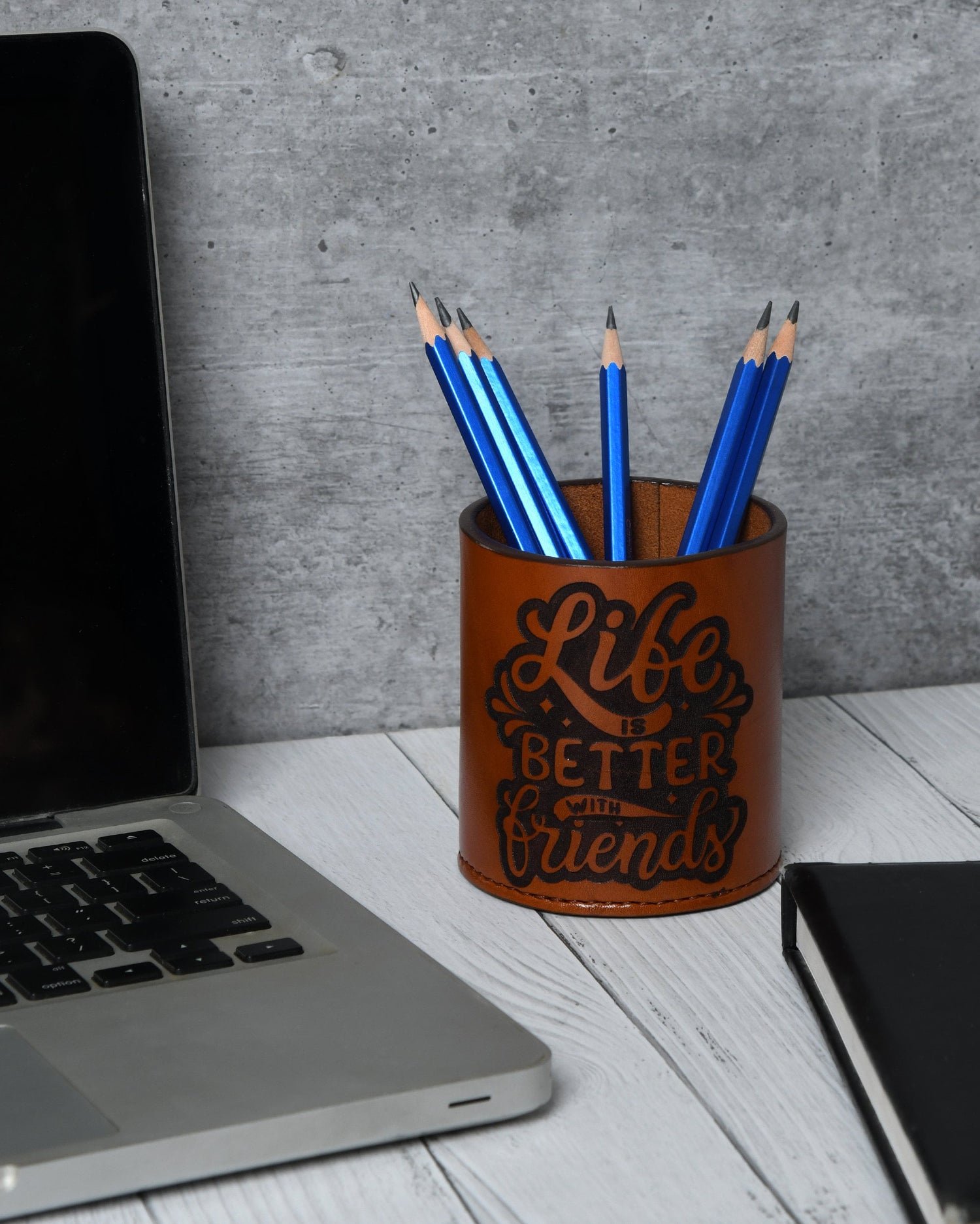Genuine Leather Pen Holder - Friends Gift - Pen Holder - Desk Organizer - Farewell Gift - Best Friend Gift - Pen Pot - Pencil Cup