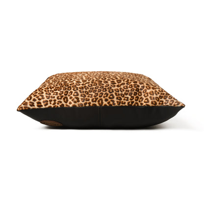 MOUSM Leather Cushion Cover, Leopard Print HairOn Cow HIde Leather Cushion Case,Decorative Cushion Pillow Cover Sofa Throw Housewarming Gift