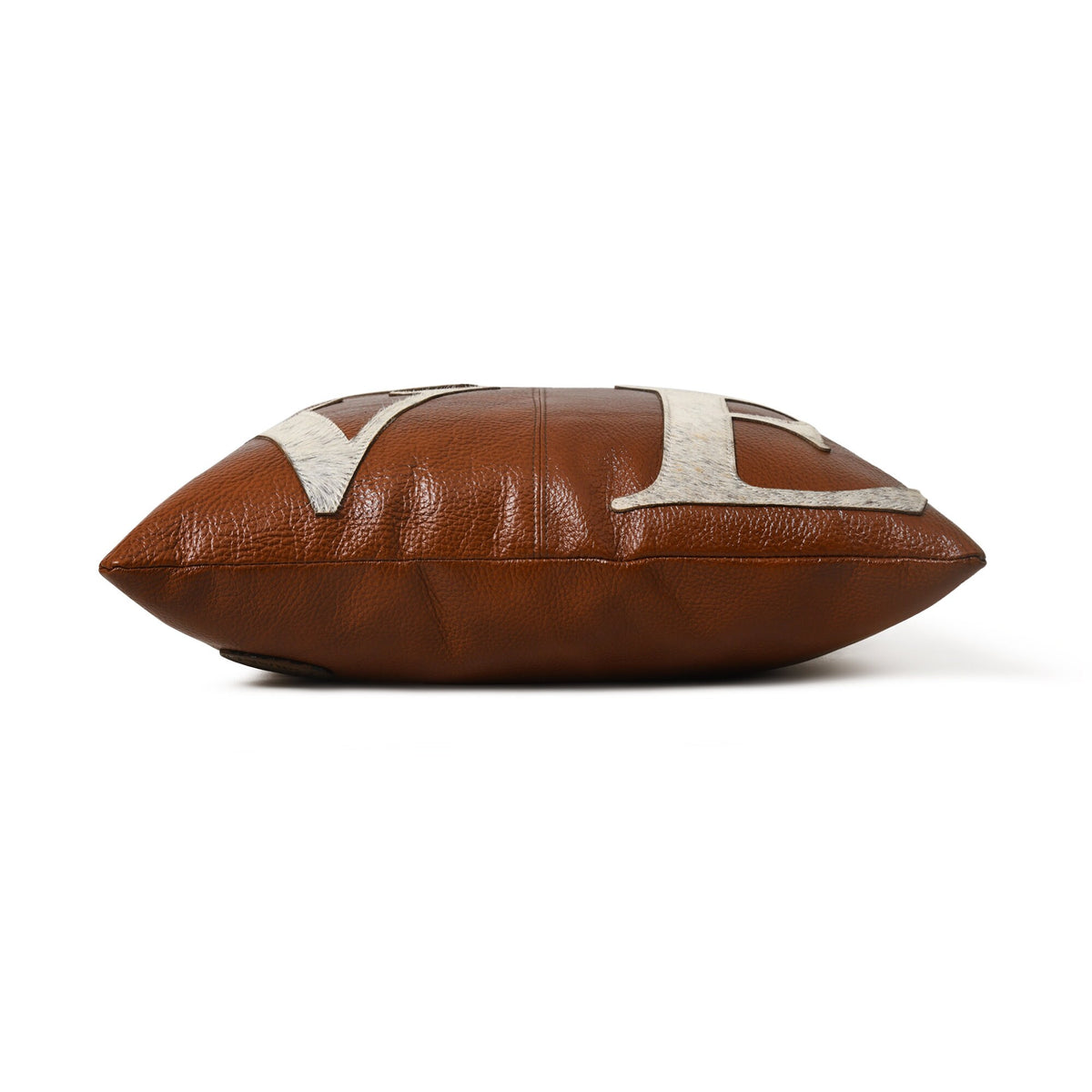 MOUSM Real Cowhide Leather Cushion Cover – 18x18 Inches Tan Leather Pillow Cover with Hair On LOVE Patch Design – Designer Throw Pillow Case for Sofa, Couch, Living Room &amp; Bedroom