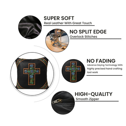 MOUSM Leather Pillow Cover, Decorative Cushion Throw for Home Decor, Solid Black Cushion Case, Couch Throw Couch Cushion Cover Square Pillow