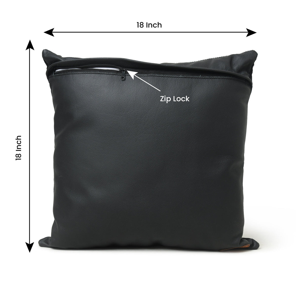 MOUSM Real Cowhide Leather Cushion Cover – 18x18 Inch Hair-On Decorative Pillow Cover with Black Criss-Cross Pattern – Designer Throw Pillow Case for Sofa, Couch, Living Room &amp; Bedroom