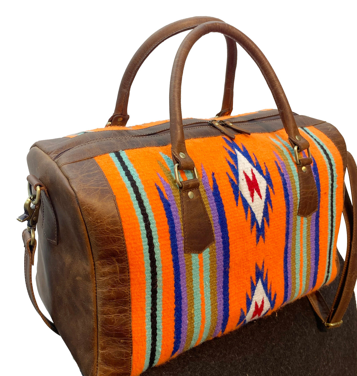 MOUSM weekender leather bags, Travel Carpet Bags, Boho Weekend Bag, Kilim Travel Bag, weekender bag western, western kilim duffel bag