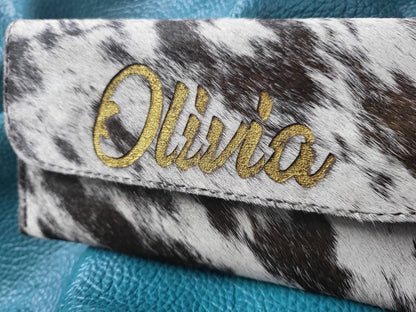 MOUSM Personalized Name Leather Clutch, Valentine&
