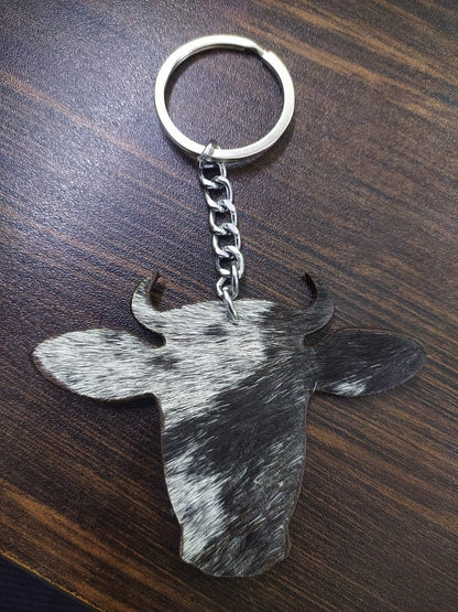 MOUSM Cowhide Leather Keychains Set of 6 Keyrings for Gift